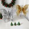 Fabric Christmas Artificial Butterfly Glitter Christmas Gift New Christmas Hanging Decoration
