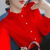 Simple Soft Dress Up Polyester Office Lady Commuting Shirt Costume for Work Blouse