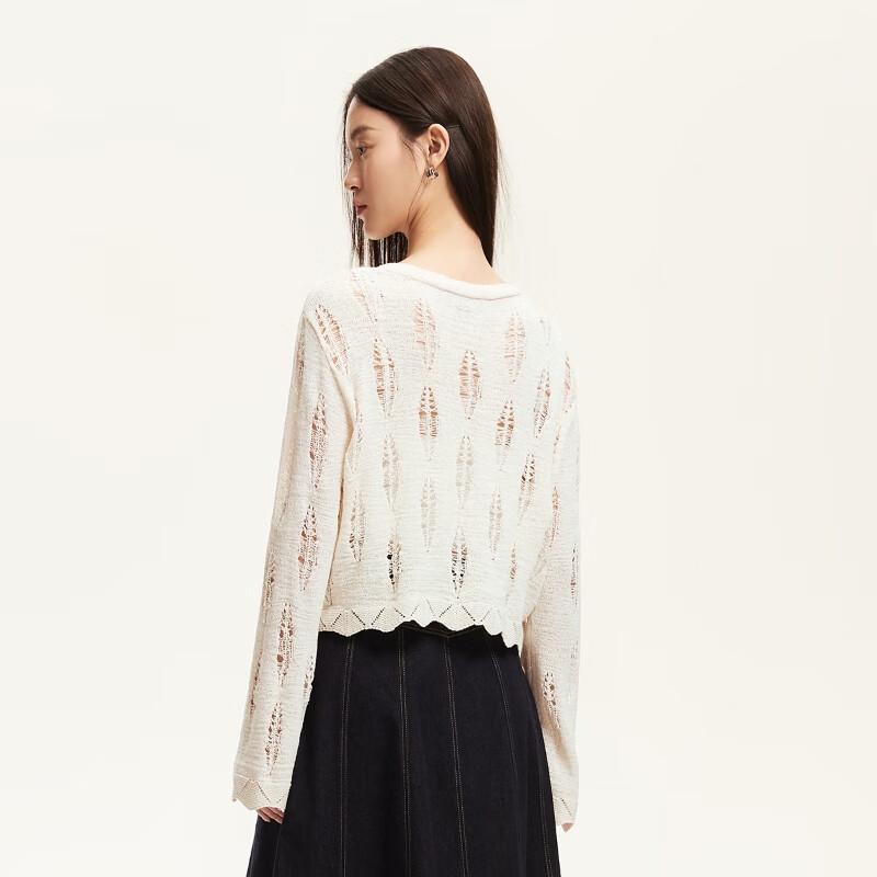 VEROMODA Women's 2025 Summer Textured Crochet Cardigan