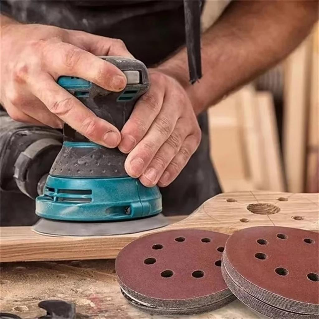 5/10pcs 5-Inch 8-Hole 125mm Red Sanding Discs, Hook And Loop Sandpaper For Dry Sanding, Random Orbital Sander Pads #100-#600