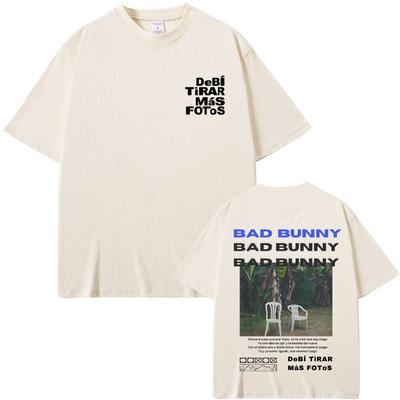 Знаменитый рэпер Bad Bunny Футболка DeBi TiRAR MaS FOToS DTMF Графическая футболка Унисекс Хлопковая футболка Унисекс Мода Хип-хоп Ретро Футболки