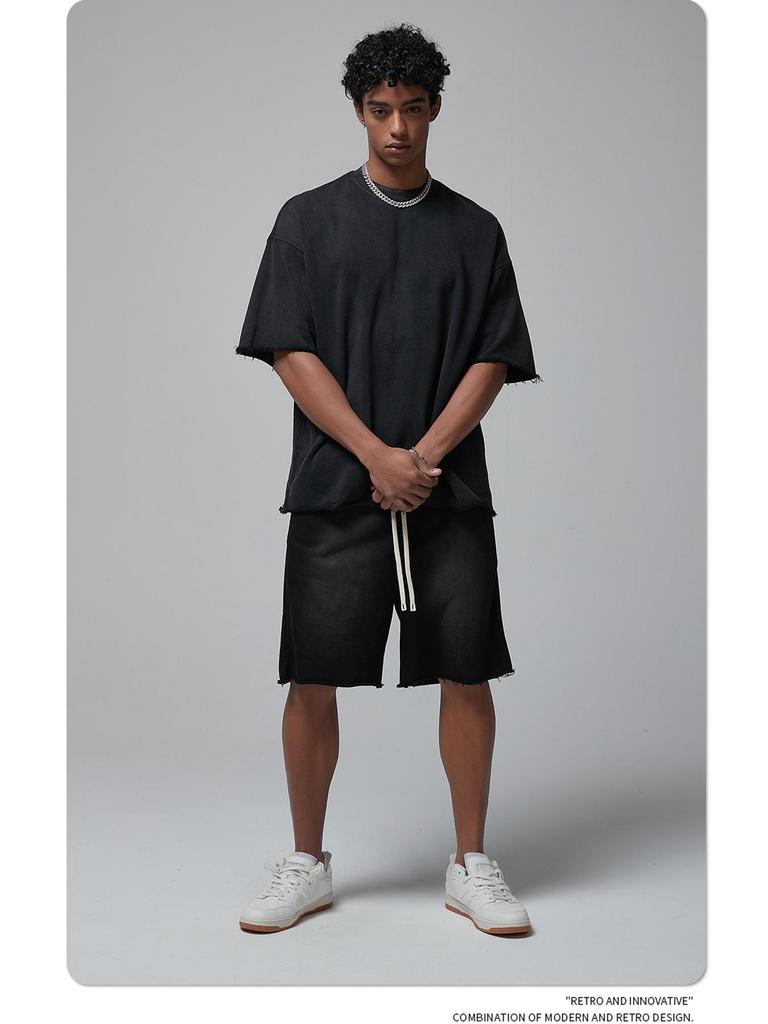 Мужская летняя футболка ARTIE белого цвета с эффектом потертости, окрашенная распылением | Коллекция 2024 г.