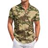 Men's Casual Short Sleeve Button Down Shirt Lightweight Breathable Fabric Regular Fit Summer Top with Camouflage Print Design