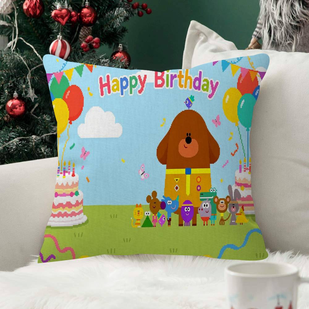 Hey Duggee Happy Birthday kids Print Throw Pillow Case Cushion Covers for Home Sofa Chair Decorative Pillowcases