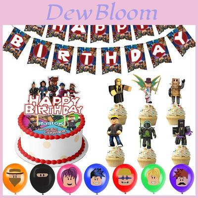 Roblox Дети Мальчики Принадлежности для вечеринки по случаю дня рождения Элегантный баннер Набор воздушных шаров Топпер для торта