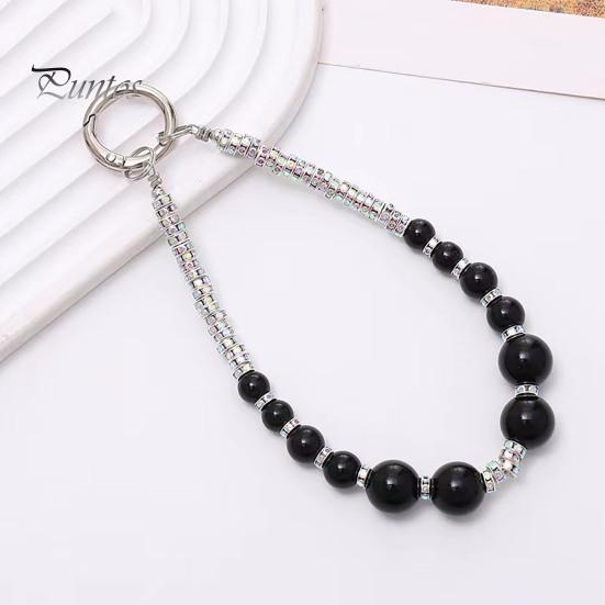 Mobile Phone Wrist Strap Beaded Faux Pearl Charm Anti-Theft Phone Lanyard Fashionable Hands-Free Bracelet Rhinestone Phone Strap