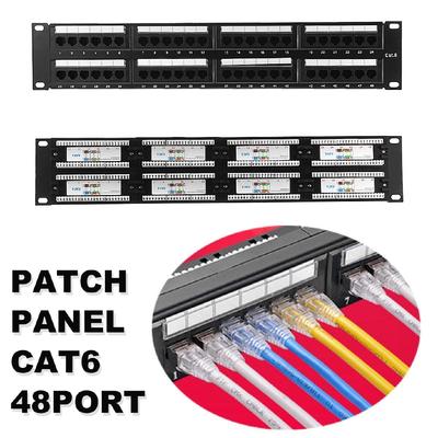 2U 48-портовая патч-панель CAT6 IRJ45 Сетевая Ethernet для стойки 19 дюймов Сетевое оборудование Сетевые хабы
