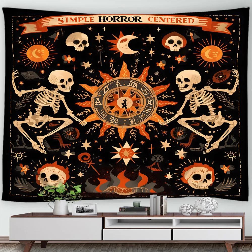 Halloween Decorative Tapestry Mummy Skull Pumpkin Halloween Theme Party Wall Hanging Home Living Room Room Decoration