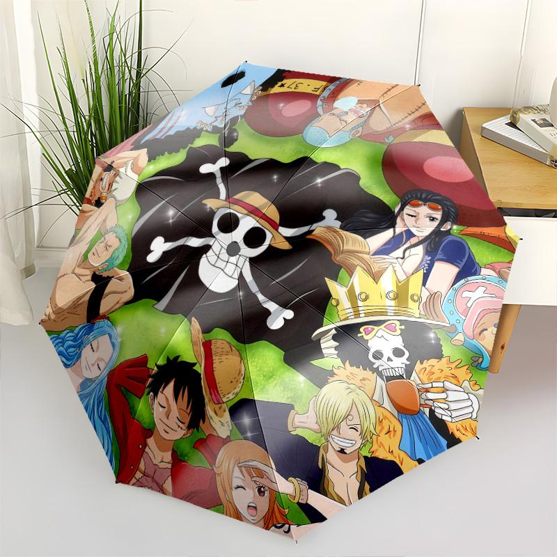 1 шт. Автоматический складной зонт - С рисунком из аниме One Piece, портативный, складная конструкция, 8 спиц, рождественские и новогодние подарки