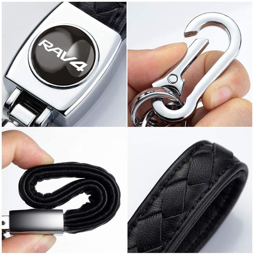 [InnoWave] Key Holder Compatible RAV4 Love Four Genuine Leather Car Key Chain Car Logo