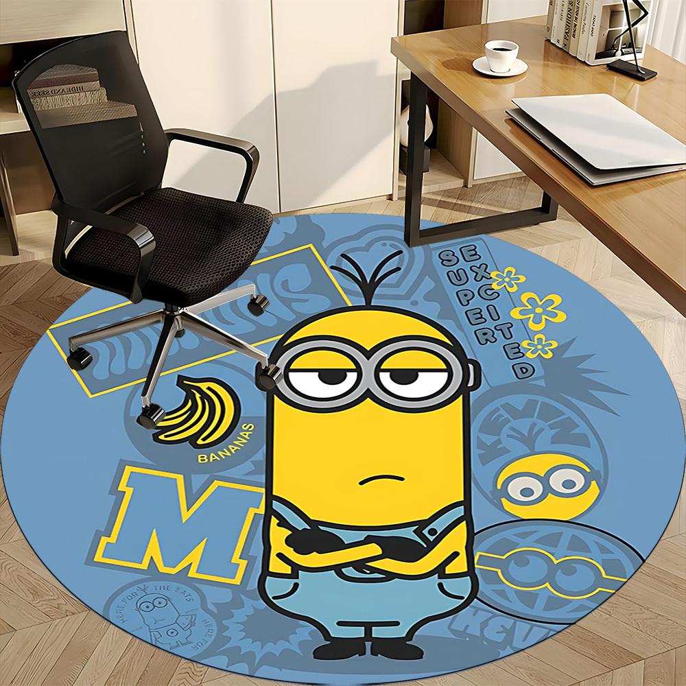 1pc Minions Office Round Area Rug, Under Office Chairs Bedroom Living Room Home Decor, Available in Various Sizes01