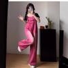 2024 Women's Dragon Fruit Red Retro Loose Wide-Leg Jean Overalls