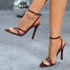 Мода 2025 Новые Сексуальные Сандалии Женские Остроносые Лакированная Кожа Перекрестные Ремешки на Щиколотке Тонкий Высокий Каблук Вечеринка Уличный Стиль Обувь На Каблуке Сандалии
