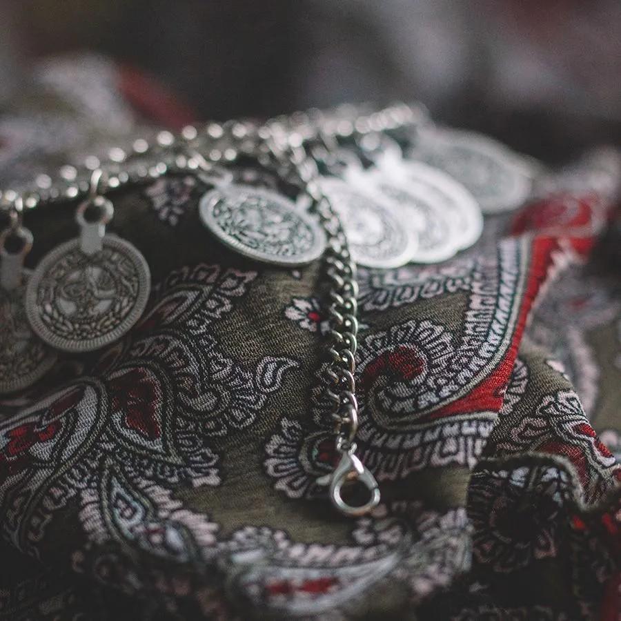 Vintage Gold Coin Necklace, Coin Collarbone Chain, Ethnic Tourism Jewelry, Accessories