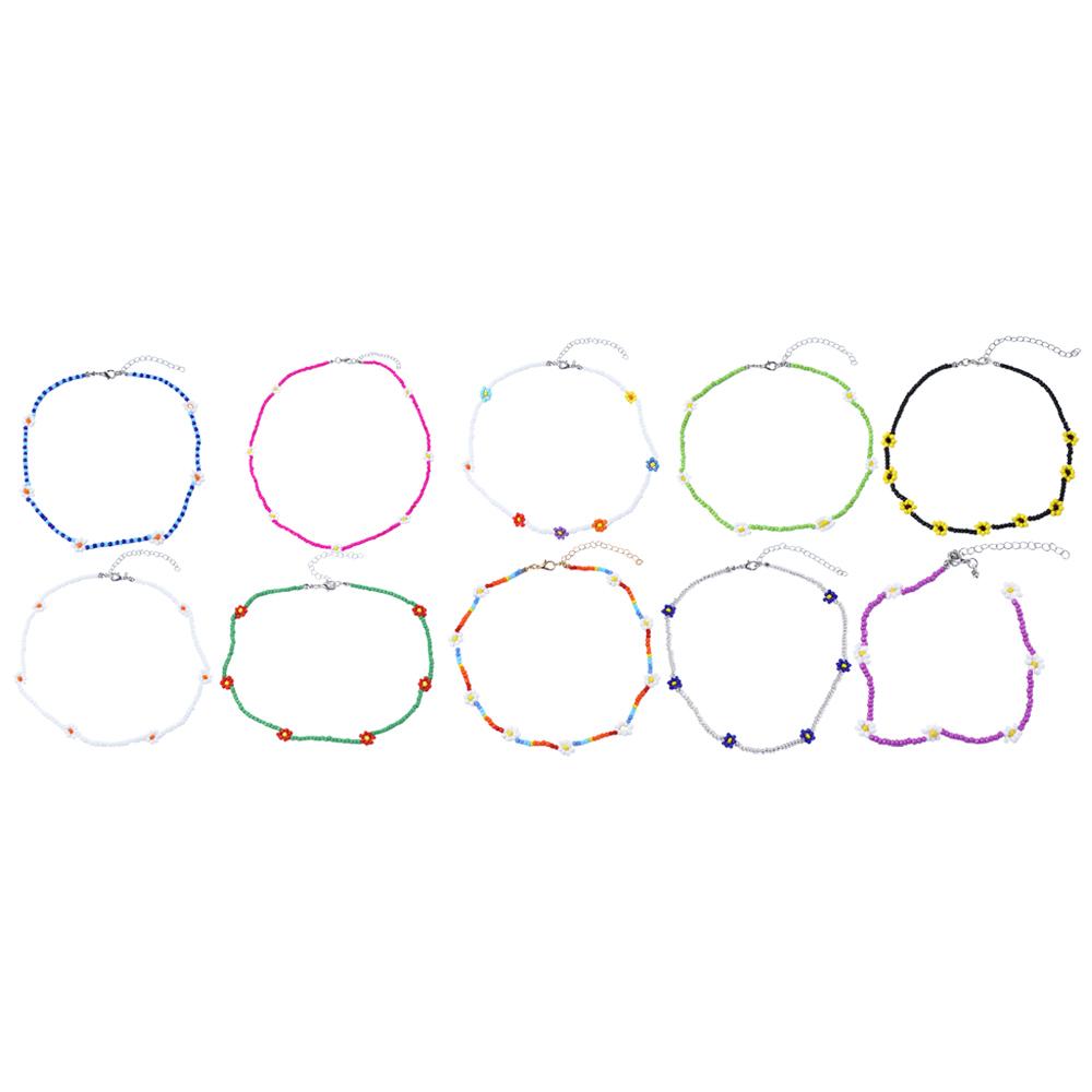 Vacation Female Daisy Women Necklace Bohemia Choker Clavicle Necklace Flowers Beaded Necklace