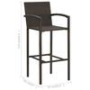 5 Piece Garden Bar Set with Armrests Poly Rattan Brown