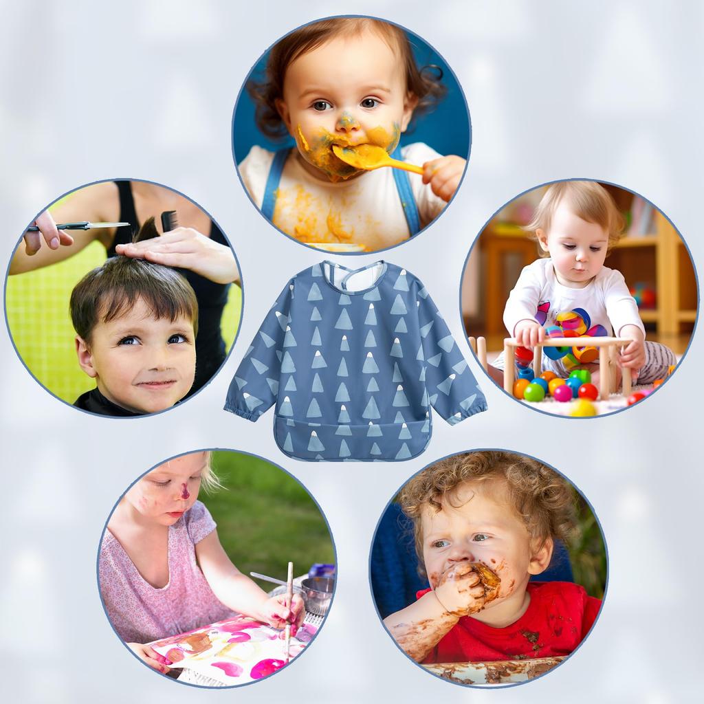 Детская еда на месяцы горы [Маленький димсам] Фартук, рукав, водонепроницаемый, ребенок, ясли, детский сад, 6-36 (Набор 2) (Снежный и Лис)