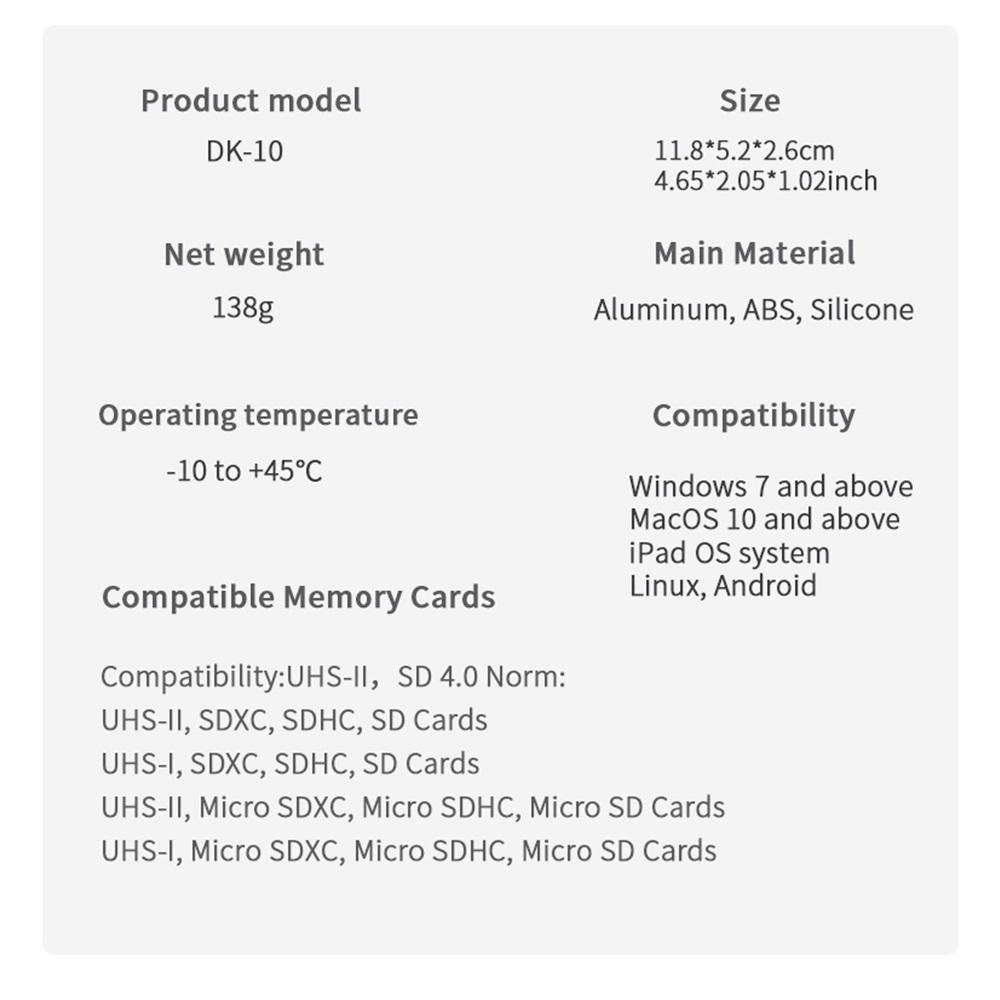 Высокоскоростной считыватель карт SD, USB 3.1 Type-C, чехол для SD/TF/SIM-карт, используется для камер, смартфонов, дронов