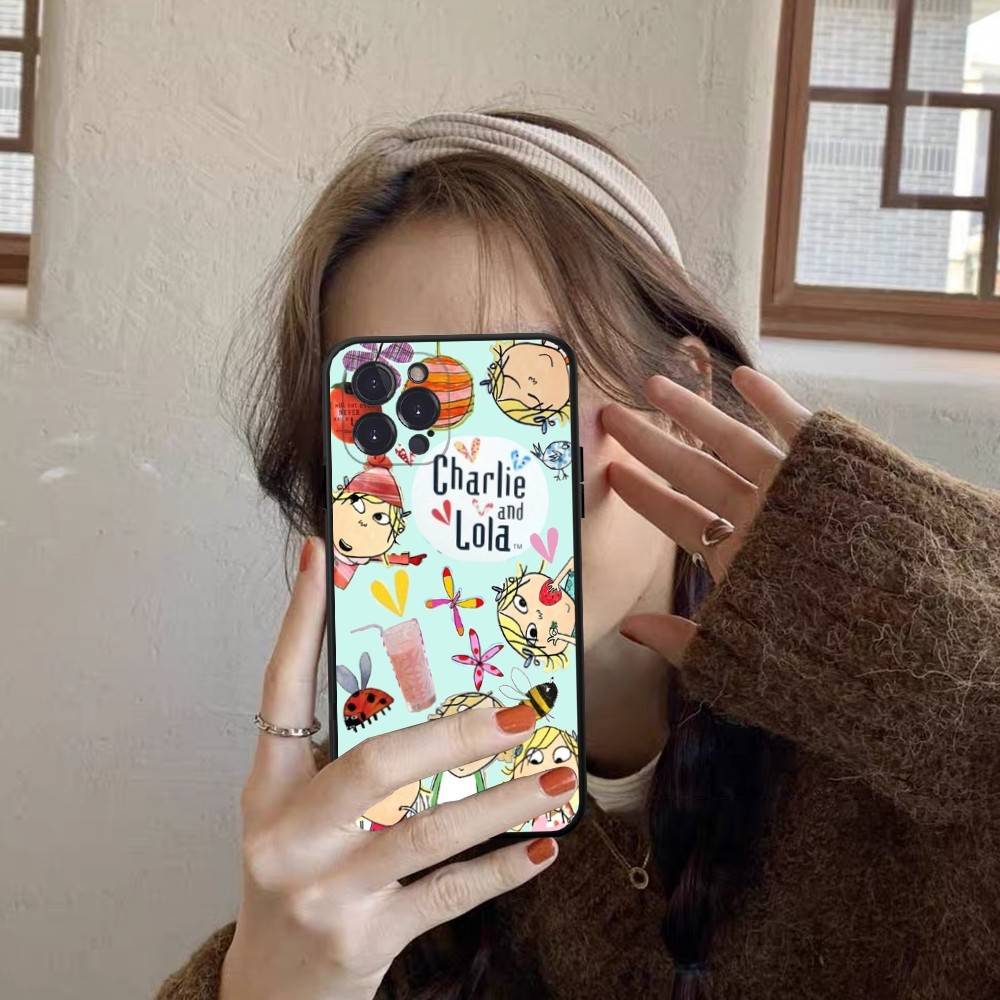 Charlie And Lola Anime Phone Case For IPhone 17 16 15 14 13 12 11 Pro Max Plus Mini Silicone Black Cover