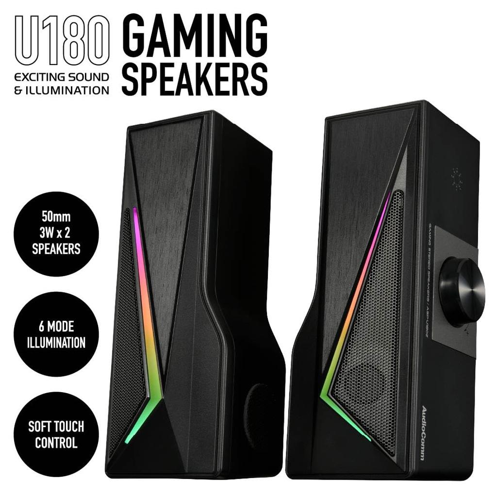 Ohm Denki AudioComm Speaker Wired USB Connection PC Speaker Illumination Glowing Gaming Speaker Gaming USB Powered Speaker OHM ASP-U180Z 03-5027