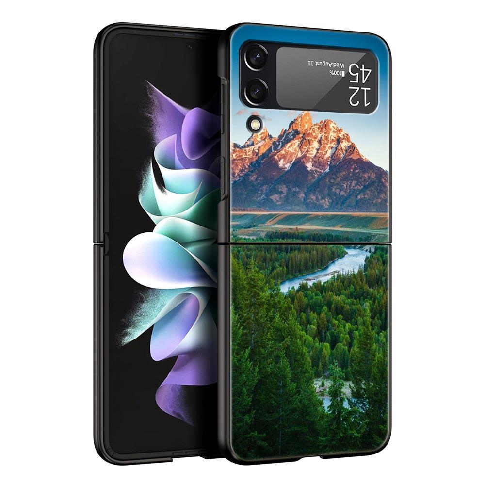 Чехол для телефона Z Flip 4 для Samsung Galaxy Z Flip 3 5G ZFlip3 Flip3 zflip Flip4 черный твердый чехол лес пляж восход природа ракушка