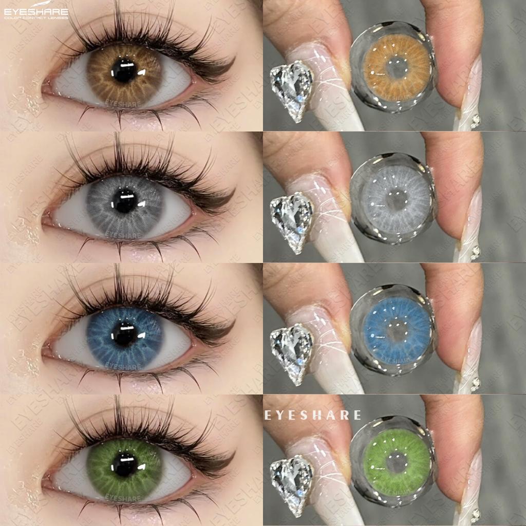 Eyeshare Цветные контактные линзы года Натуральные карие цветные линзы для макияжа глаз Синие модные контактные линзы Серые косметические линзы 1 пара
