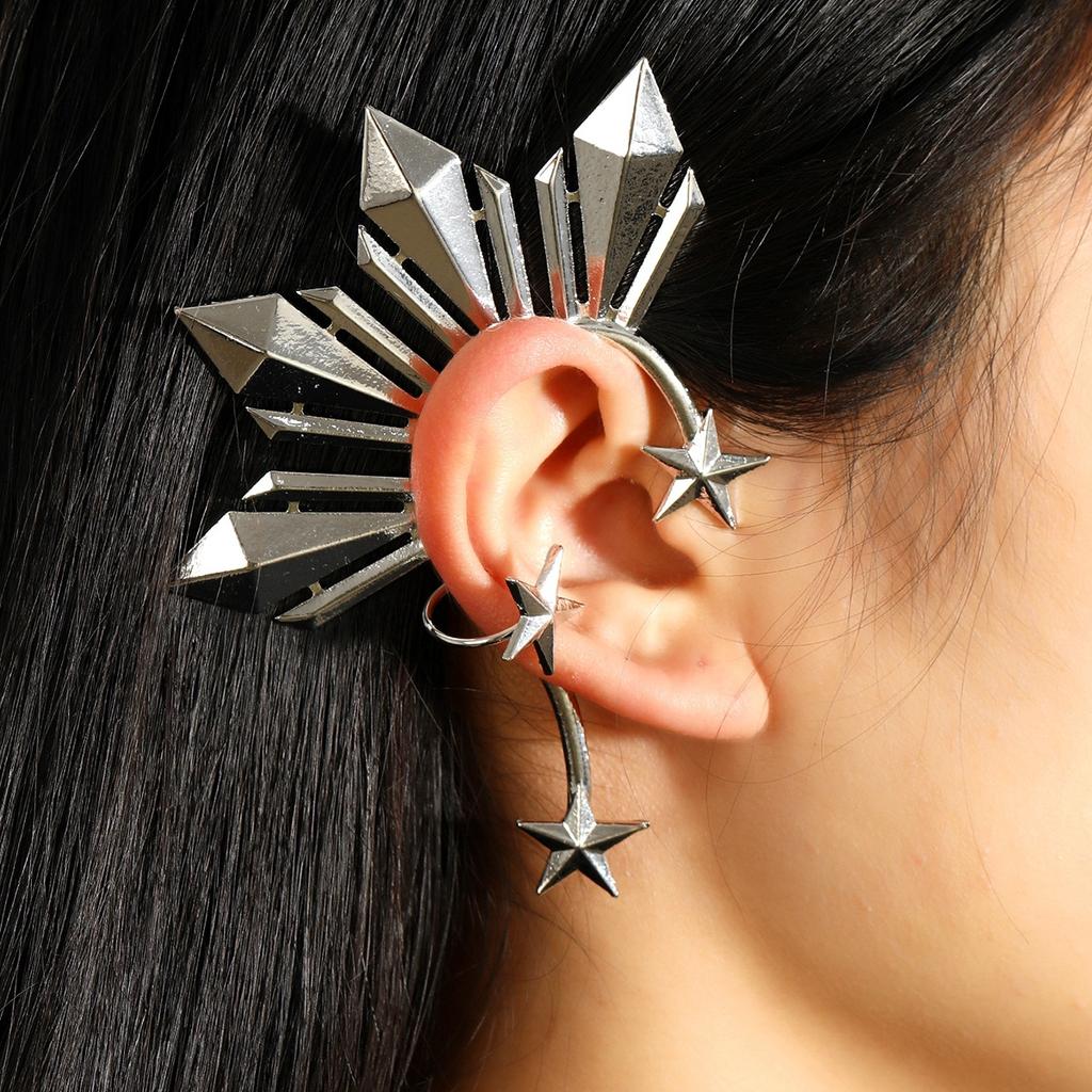 Модные персонализированные геометрические вспышки бриллиантовая пятиконечная звезда одиночные без проколотых сережек большие серьги с аксессуарами
