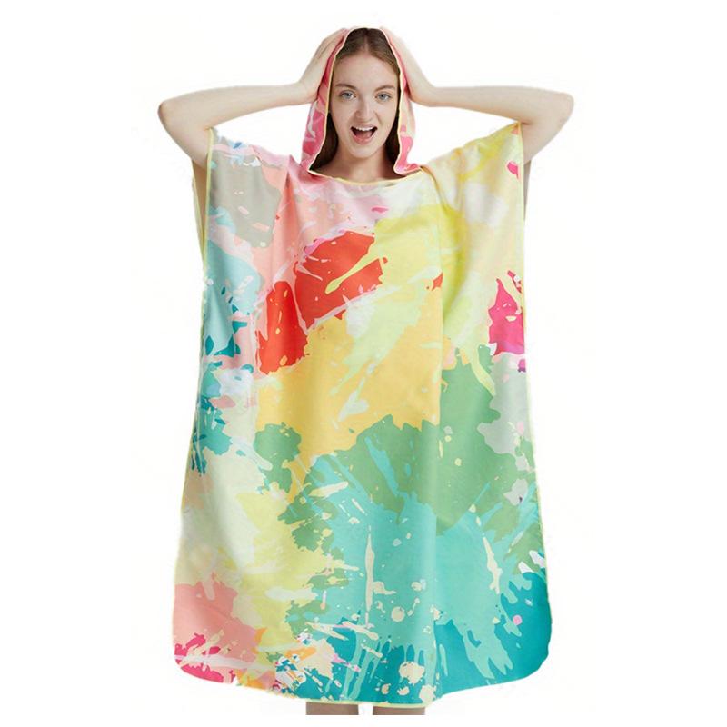 Colorful Quick-Dry Hooded Towel Cape for Beach, Bath, and Pool