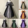 Medieval Halloween Women Fancy Cosplay Costume Stitching Lace Up Dress Maxi