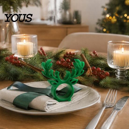 Christmas Table Decorations 3D Printed Reindeer Napkin Ring, Decorative Holder, Elk Chocolate Holder Ornaments for Decorations, Festive Holiday Dinner