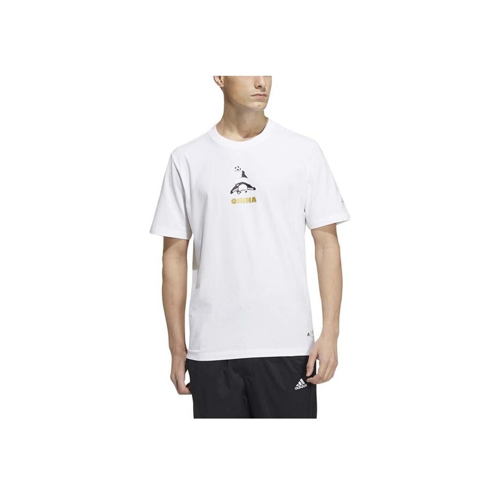 Adidas Panda Print Round Neck Short Sleeve T-Shirt Men Tops White HS4397