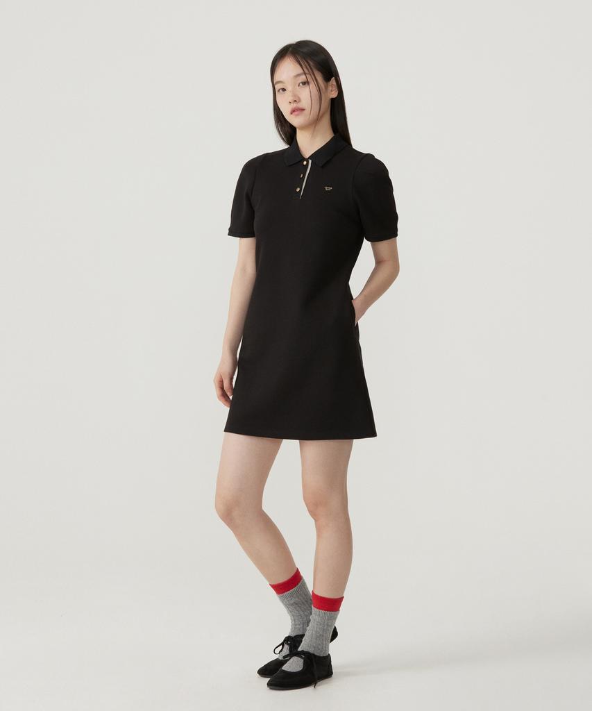 Covernat Woman Puff Collar Dress Black