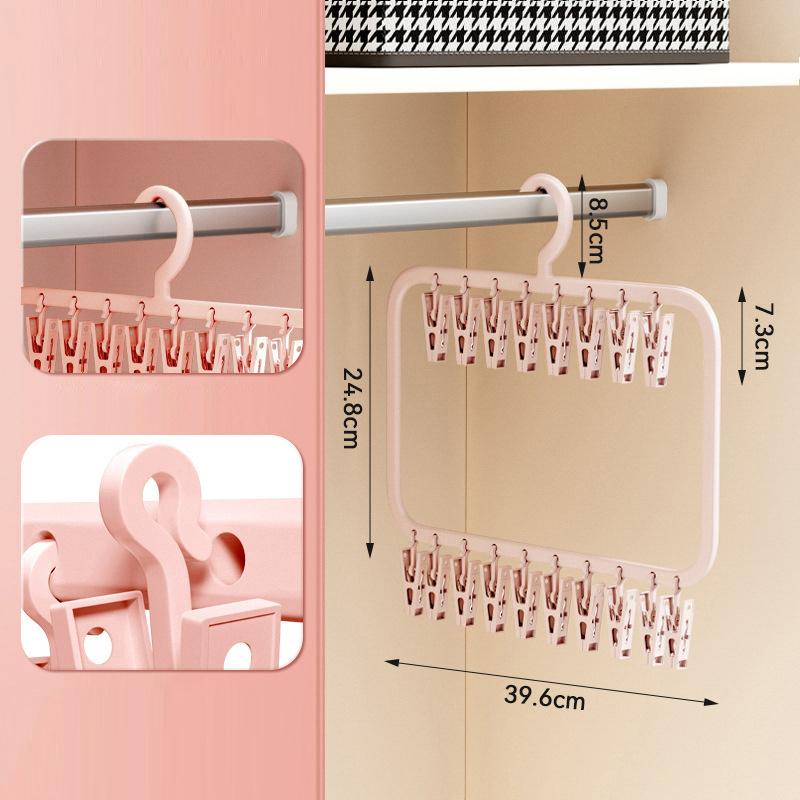 Multi-Clip Detachable Sock&Underwear Drying Rack–Foldable Space-Saving Hanger with RemovableClips forBaby Clothes,Towels,Laundry