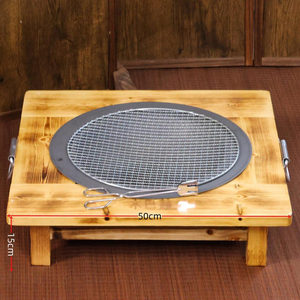 Thick Solid Wood Fire Pit: Old-Fashioned Cast Iron Brazier & Barbecue Stove for Cooking, Tea, & Winter Heating