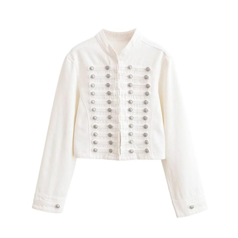 2026 Womens Street Style Denim Jacket Frog Button Design Casual Outerwear