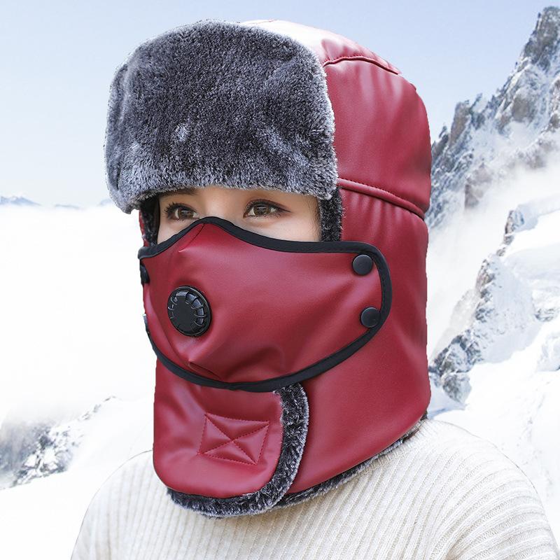 Шапка мужская зимняя ветрозащитная велосипедная шапка уличная теплая дыхательный клапан кожаный бархат утолщенная шапка для ушей женская