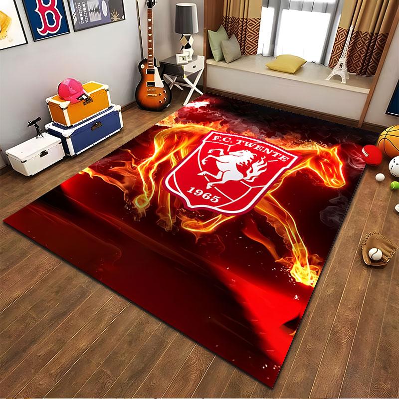 Fiery Horse with FC Twente Logo suitable as a non-slip mat for the living room or bedroom sofa