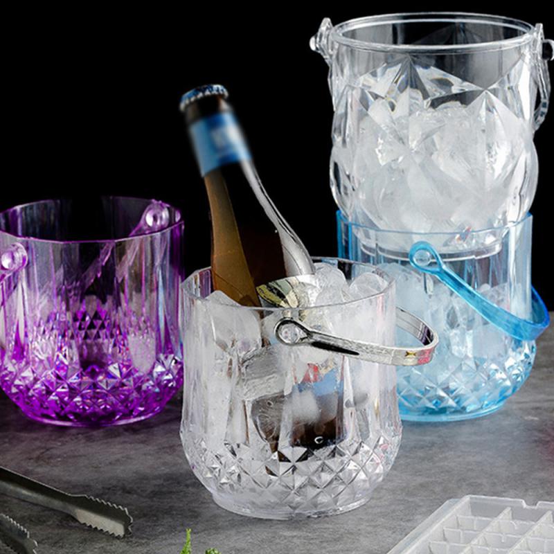 Прозрачное ведерко для льда Удобное хранение и очистка Высококачественная питьевая посуда Ведерко для льда Пластиковый зажим для льда