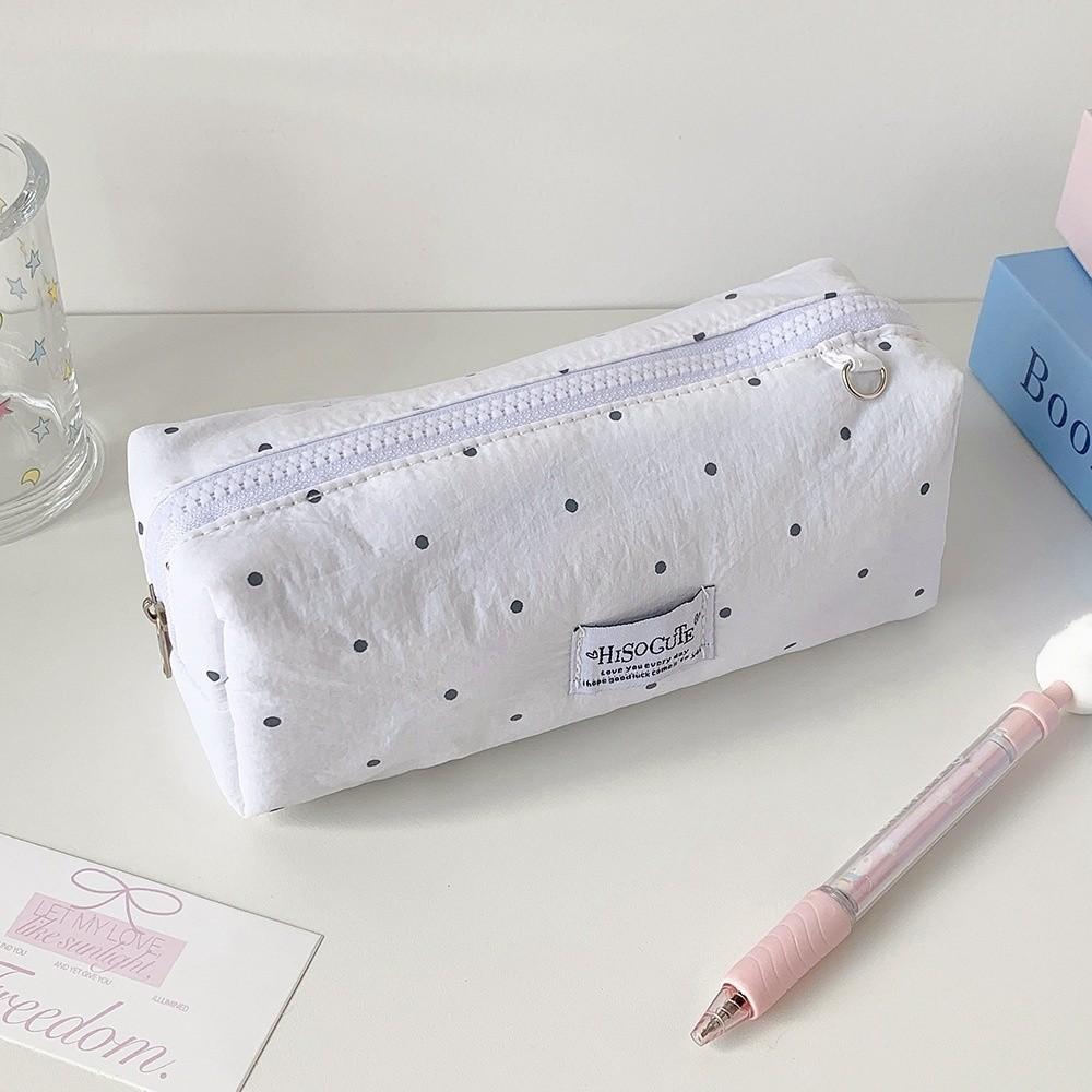 Pencil Pouch Korean Style Pen Bag Large Capacity Cloth Stationery Bag Y2k Dots Pencil Case  Office