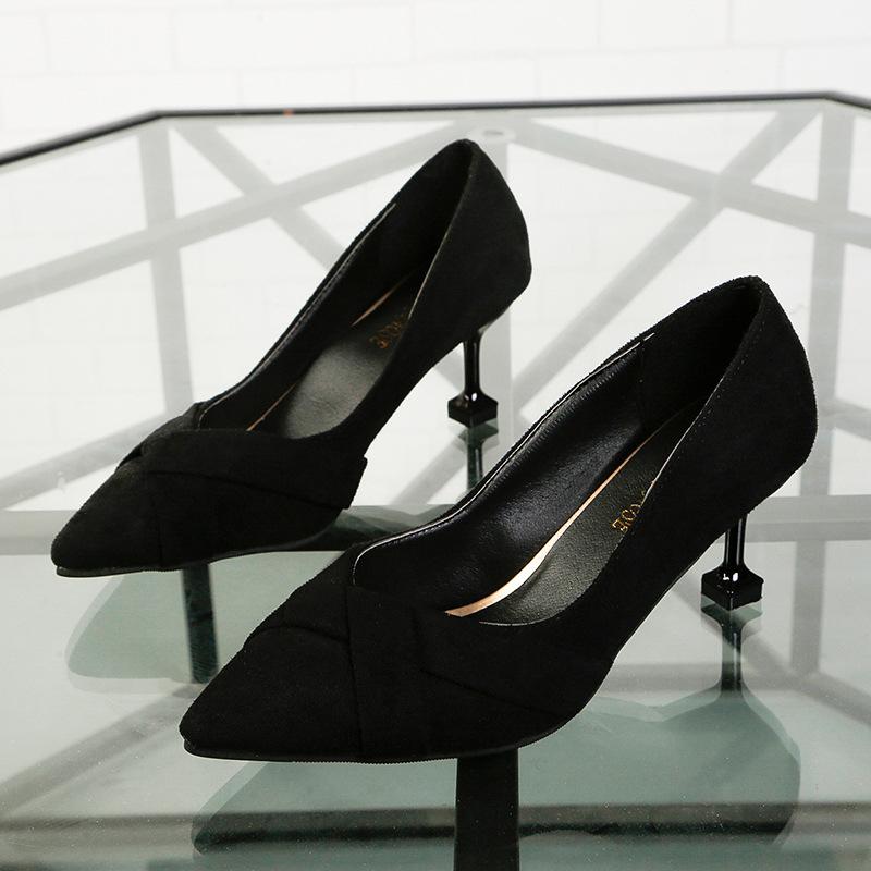 High Heels Women's 2025 Spring New Women's Shoes Fairy Shoes Gentle Single Shoes Small High Heels Thin Heels Pointed Middle Heels