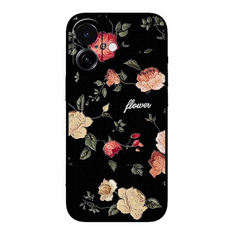 3D Тисненый Чехол Для iphone 17 2025 Чехол Для Телефона Coque Цветы Черный Силикон Мягкая Задняя Крышка Для iphone 17 5G Чехол 6.3" Funda Оболочка