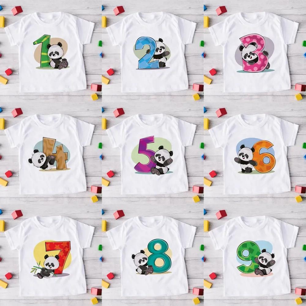 Childrens Birthday Number 19 Panda Animal Cartoon Shirt Tshirt Boys and Girls Birthday Gift Baby Clothes 19 Years Old