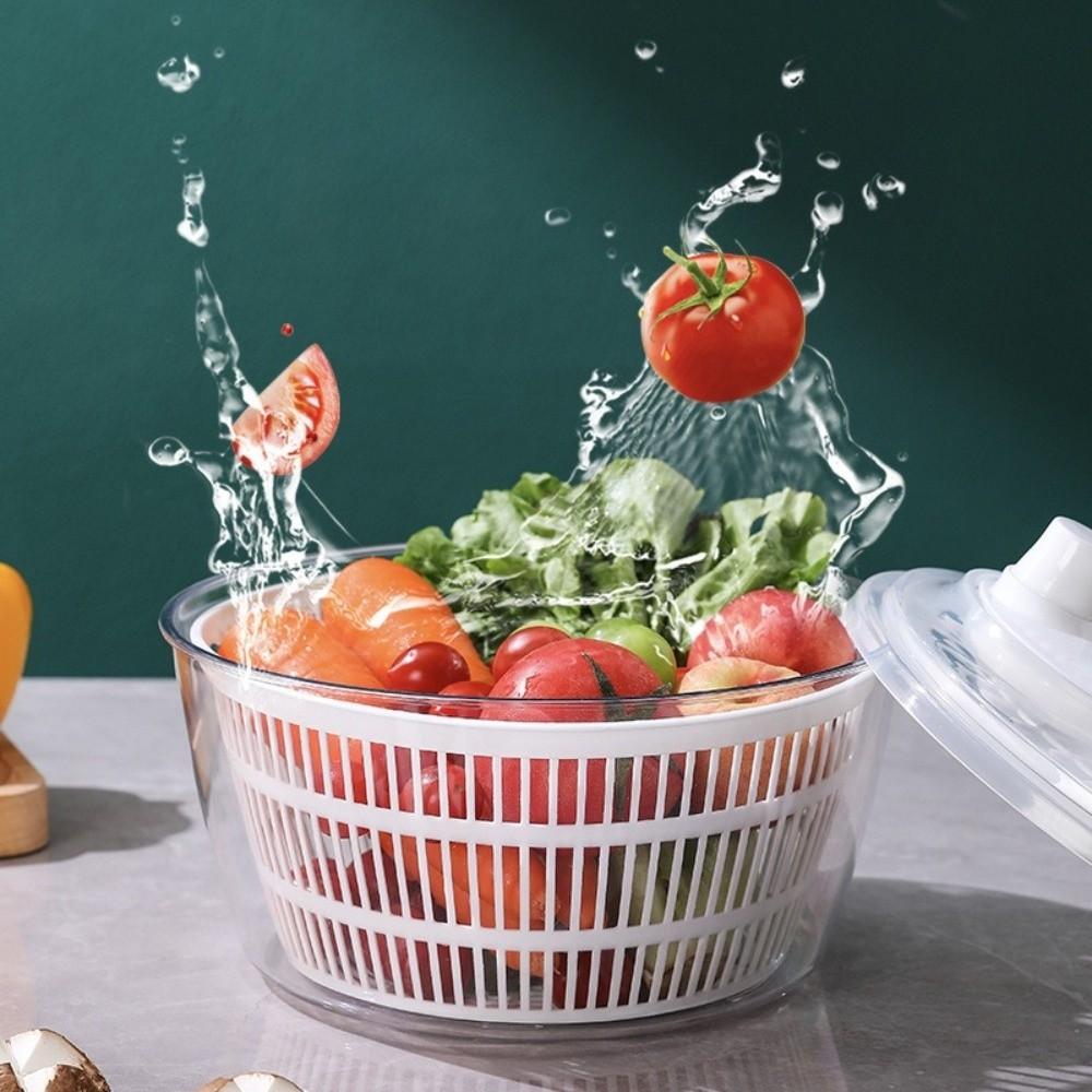 Large Capacity Manual Salad Spinner Plastic Spinning Drain Basket Vegetable Washing