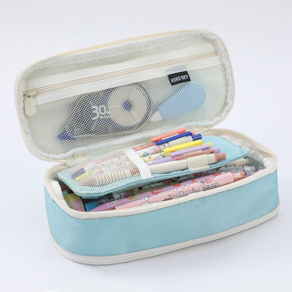 Large Capacity Pencil Case Canvas Storage Bag Cute Pen Box Student Gift