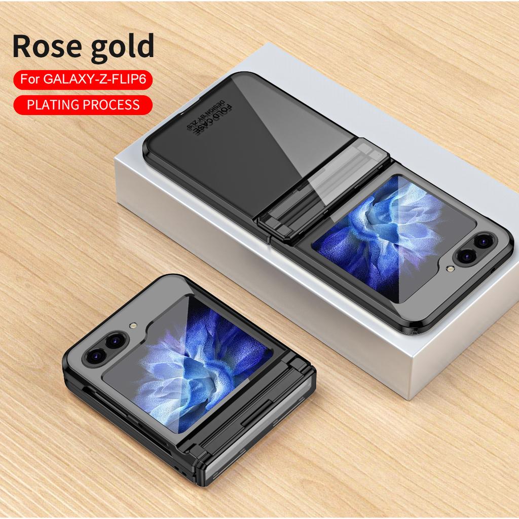 Deluxe Гальваническое Покрытие Phantom Складной Чехол для Samsung Z Flip 6 Galaxy Z Flip5 Flip4 Z Flip 3 Flip5 Противоударный Бампер 3в1 Откидная Крышка