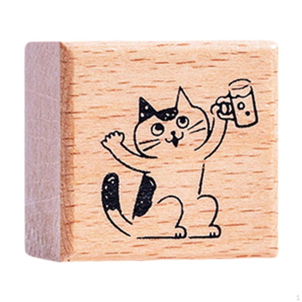 Кошка штамп милый зверек 1.2 дюйма для детей деревянный резиновый штамп почтовая рассылка скрапбукинг письмо