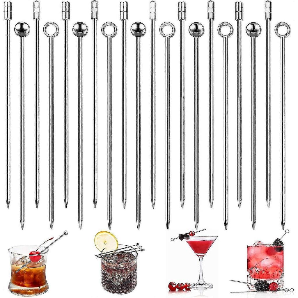 20 Pcs Stainless Steel Cocktail Sticks, Reusable Cocktail Sticks, Metal Cocktail Sticks ,drinks Bbq Holiday Party Cocktail Accessories GuanGuan