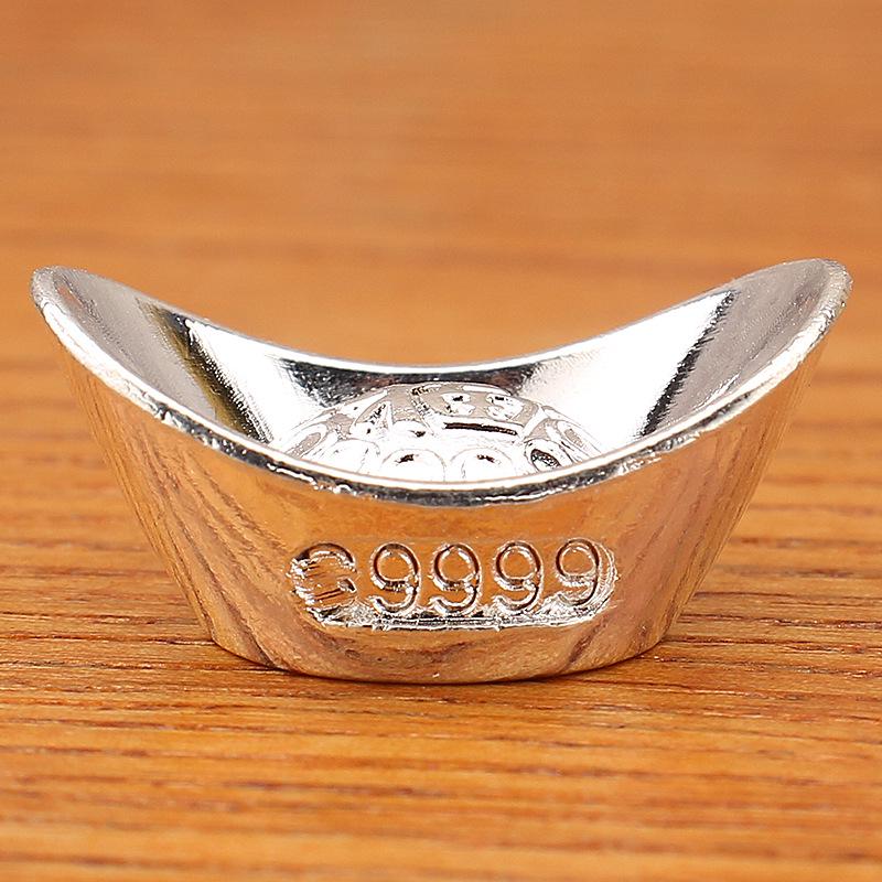 Silver Fu Character Ingot Ornament - Ideal Gift for Birthdays, Sales Meetings, Investments, and Scenic Spots.