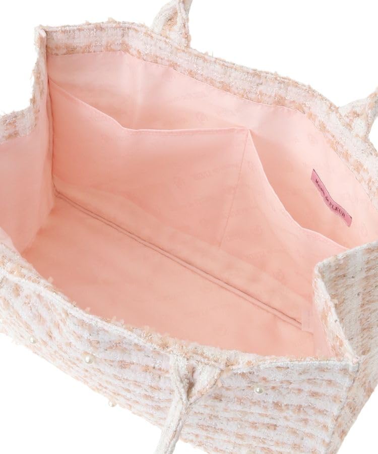 Сумка-тоут Maison de FLEUR, квадратная, из твида, M, бежевая, 8A43F0J3300
