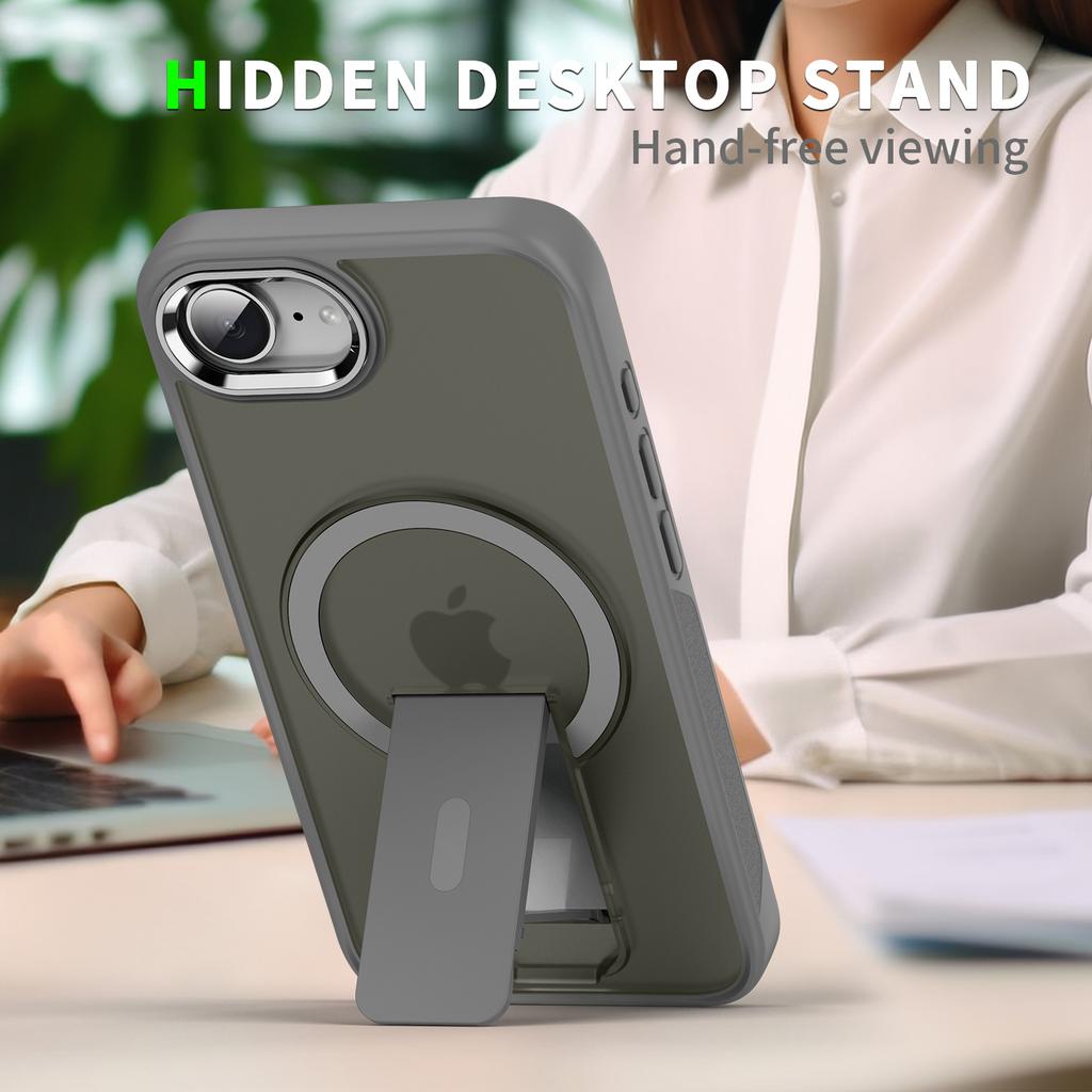 For iPhone 16e Case Compatible with MagSafe PC + TPU Phone Cover with Kickstand